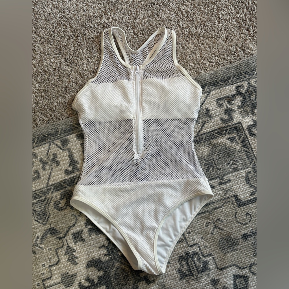 White mesh Racerback Swimsuit